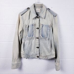 McGuire‎ Fray Pocket Jean Jacket Light Wash Blue Denim Women's Size Medium
